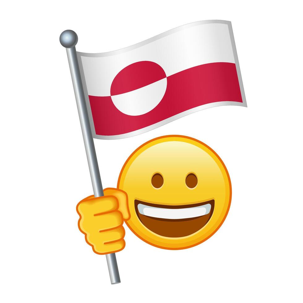 emoji med Grönland flagga stor storlek av gul emoji leende vektor