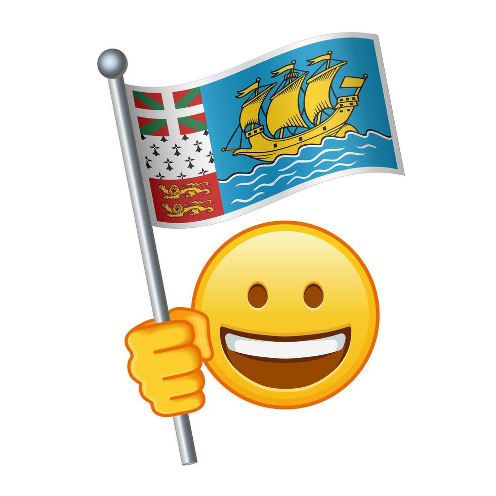 Emoji mit Heilige Pierre und Miquelon Flagge groß Größe von Gelb Emoji Lächeln vektor