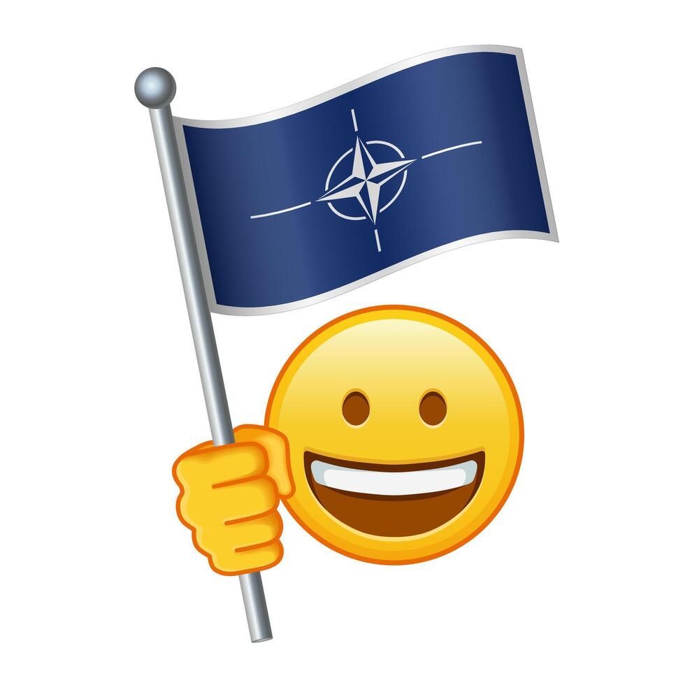 Emoji mit nato Flagge groß Größe von Gelb Emoji Lächeln vektor