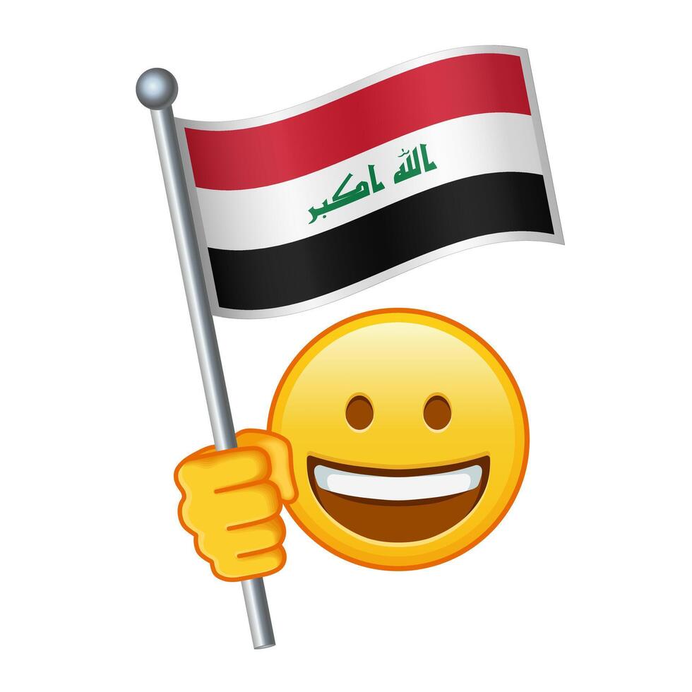 emoji med irak flagga stor storlek av gul emoji leende vektor