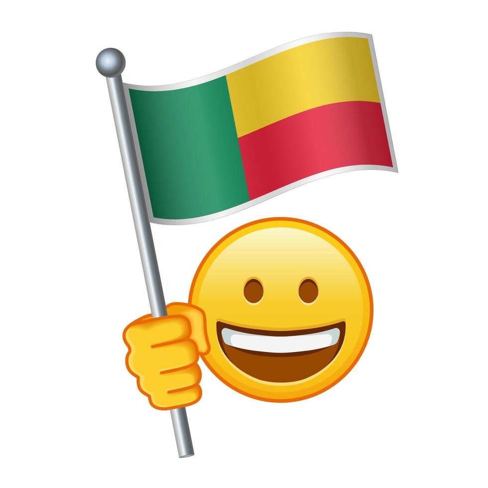 emoji med benin flagga stor storlek av gul emoji leende vektor