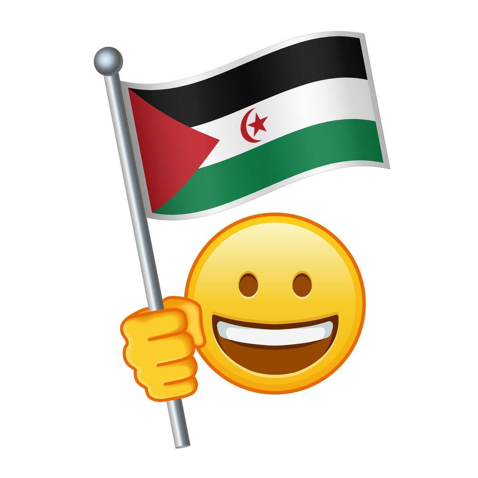 Emoji mit Western Sahara Flagge groß Größe von Gelb Emoji Lächeln vektor