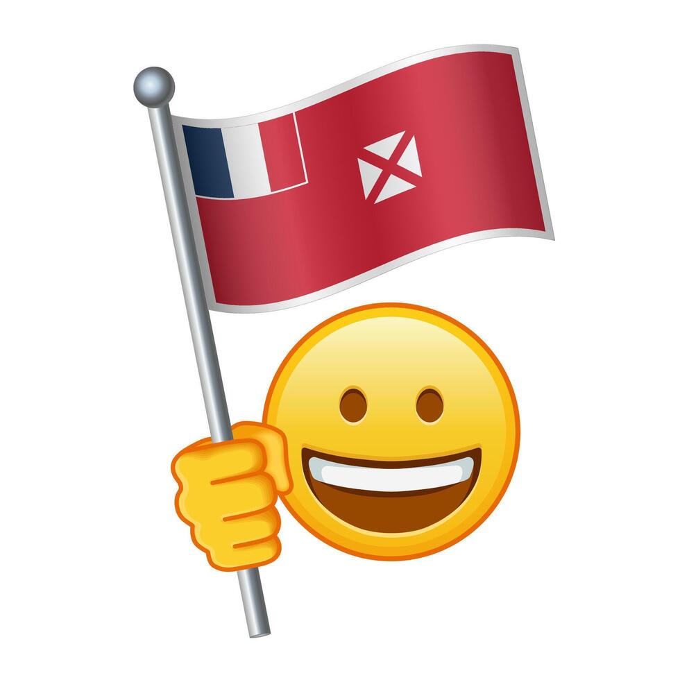 emoji med wallis och futuna flagga stor storlek av gul emoji leende vektor