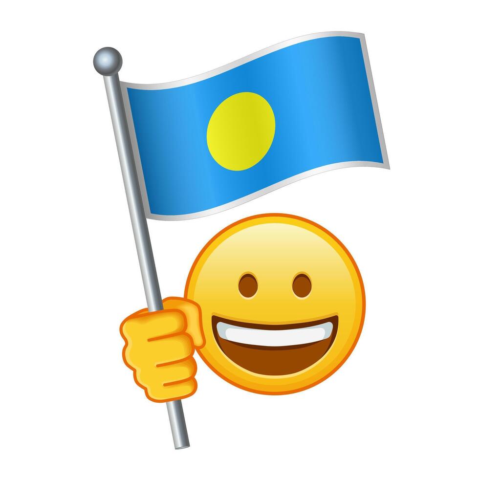 emoji med palau flagga stor storlek av gul emoji leende vektor