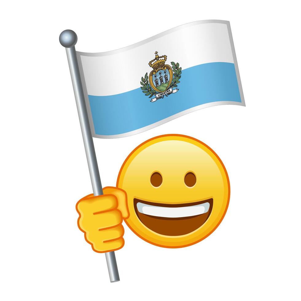 emoji med san marino flagga stor storlek av gul emoji leende vektor