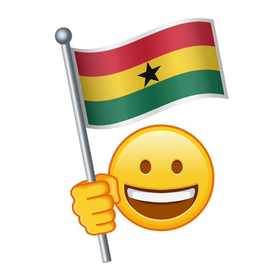 Emoji mit Ghana Flagge groß Größe von Gelb Emoji Lächeln vektor