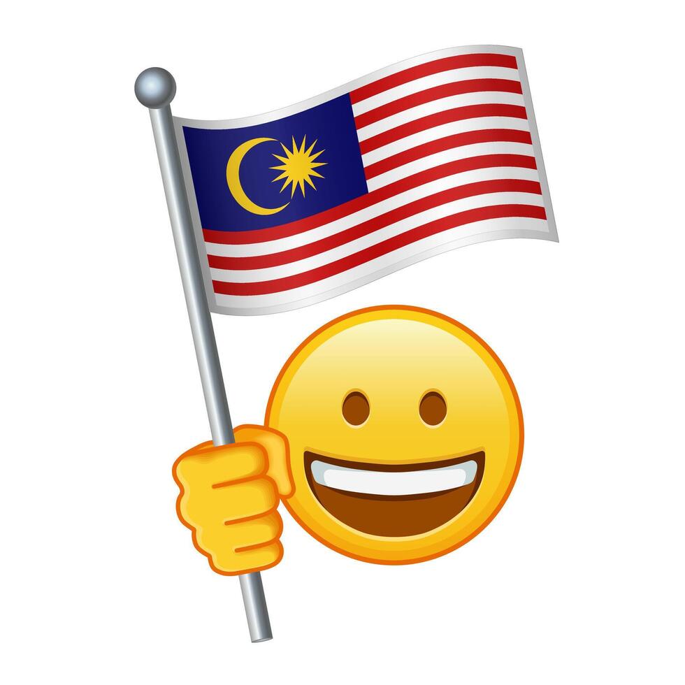 emoji med malaysia flagga stor storlek av gul emoji leende vektor