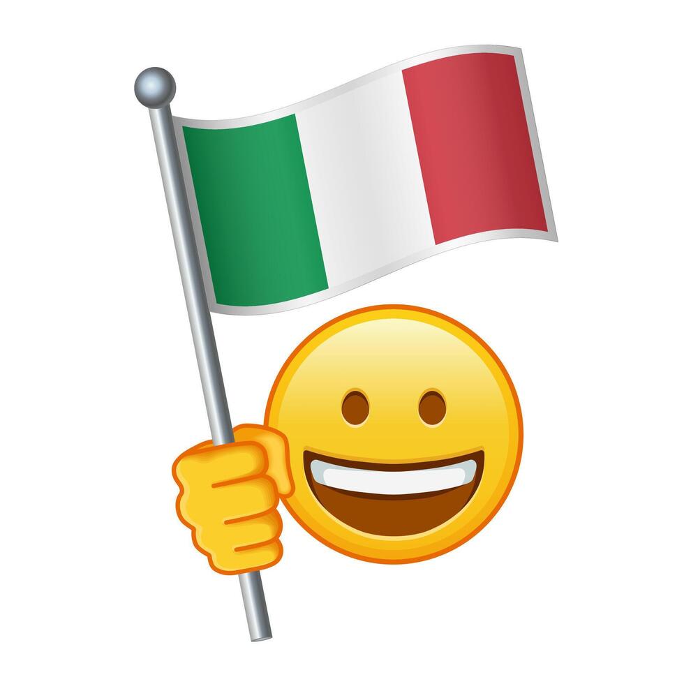 Emoji mit Italien Flagge groß Größe von Gelb Emoji Lächeln vektor