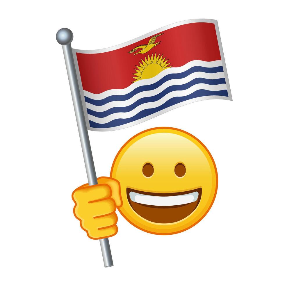 emoji med kiribati flagga stor storlek av gul emoji leende vektor