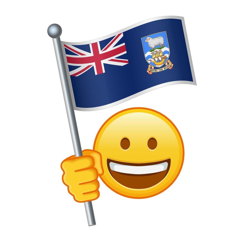 Emoji mit Falkland Inseln Flagge groß Größe von Gelb Emoji Lächeln vektor