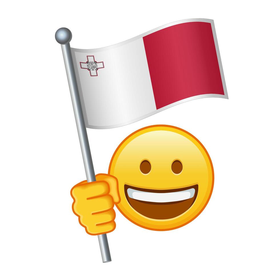 emoji med malta flagga stor storlek av gul emoji leende vektor