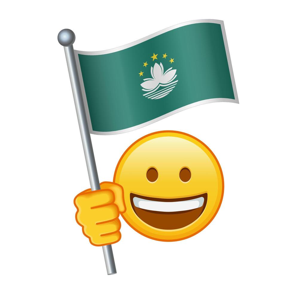 Emoji mit Macau Flagge groß Größe von Gelb Emoji Lächeln vektor