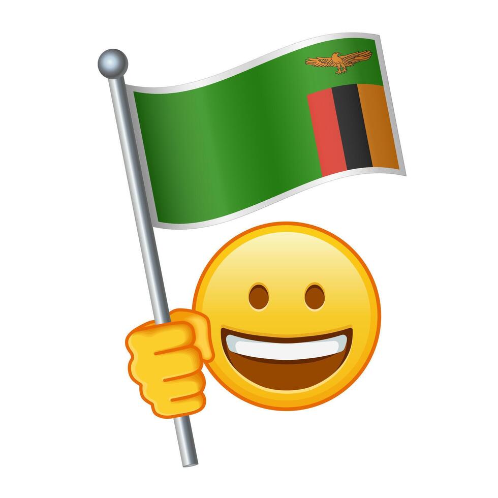 Emoji mit Sambia Flagge groß Größe von Gelb Emoji Lächeln vektor