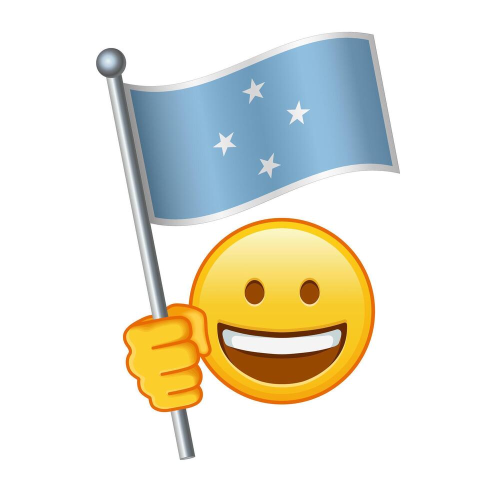 Emoji mit Bundes Zustände von Mikronesien Flagge groß Größe von Gelb Emoji Lächeln vektor