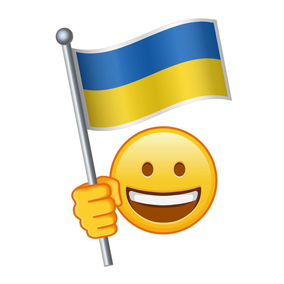 emoji med ukraina flagga stor storlek av gul emoji leende vektor