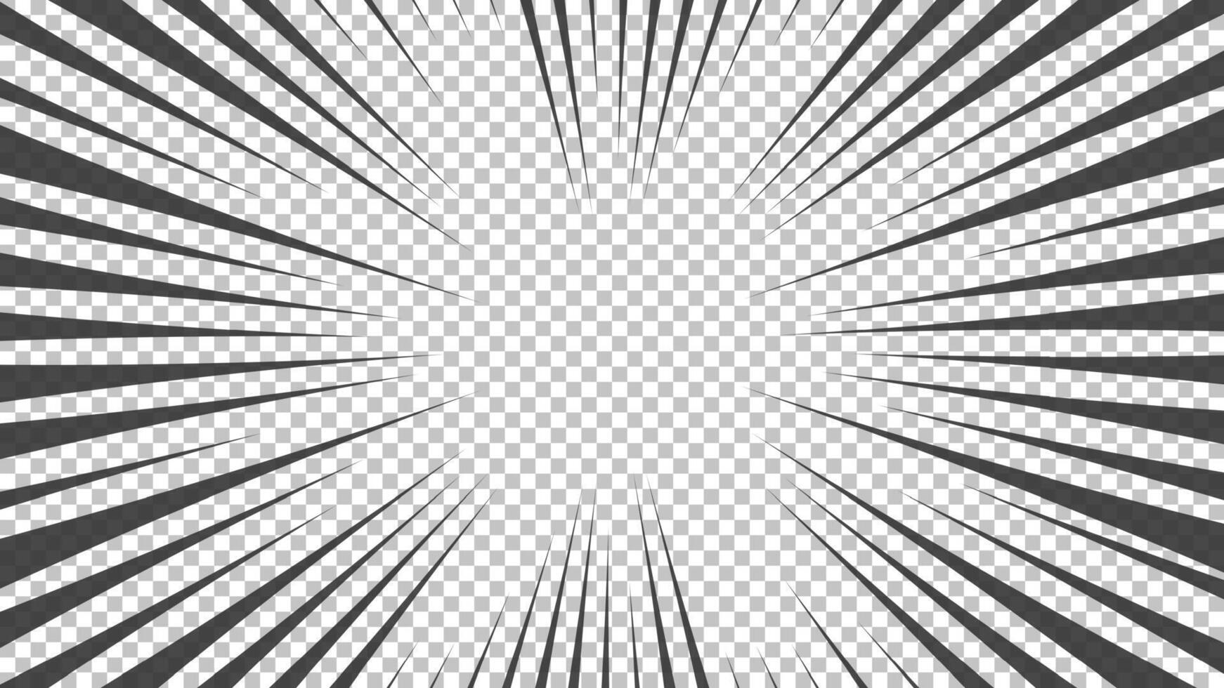 komisk bok sida med svart rader isolerat på bakgrund. mall med blixt explosion strålar effekt textur. vektor illustration