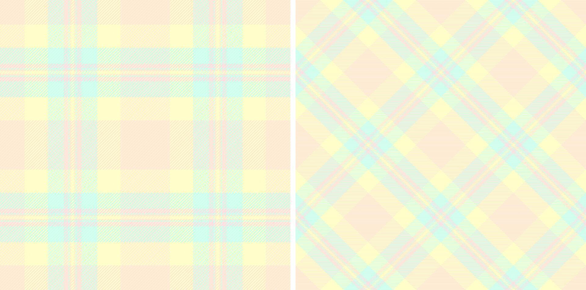 Plaid Muster Hintergrund von Stoff Textur Vektor mit ein prüfen nahtlos Textil- Schottenstoff. einstellen im Sahne Farben zum Grafik Design detailliert editierbar Muster.