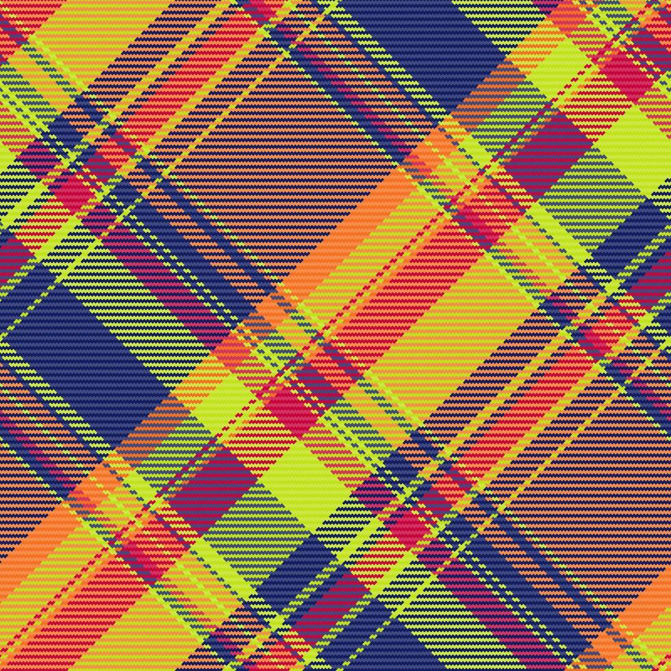 nationell textur bakgrund tyg, ull textil- tartan sömlös. primär mönster vektor kolla upp pläd i blå och orange färger.