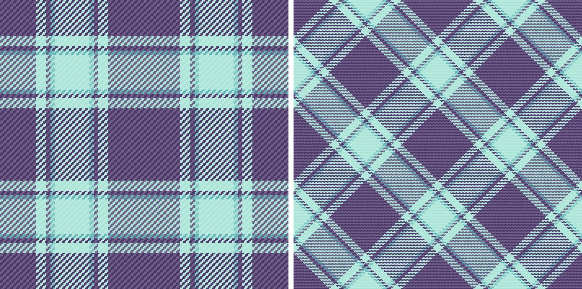 Vektor prüfen Textur von Muster Tartan Hintergrund mit ein nahtlos Stoff Textil- Plaid. einstellen im kalt Farben. bunt abstrakt geometrisch kariert Hintergrund.