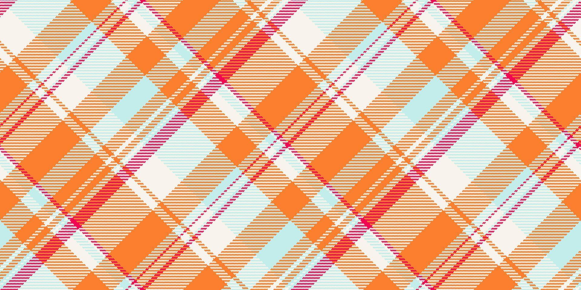 funky Textil- Textur Schottenstoff, Säugling Vektor Hintergrund überprüfen. Herrenbekleidung Muster Stoff Plaid nahtlos im Orange und alt Spitze Farben.