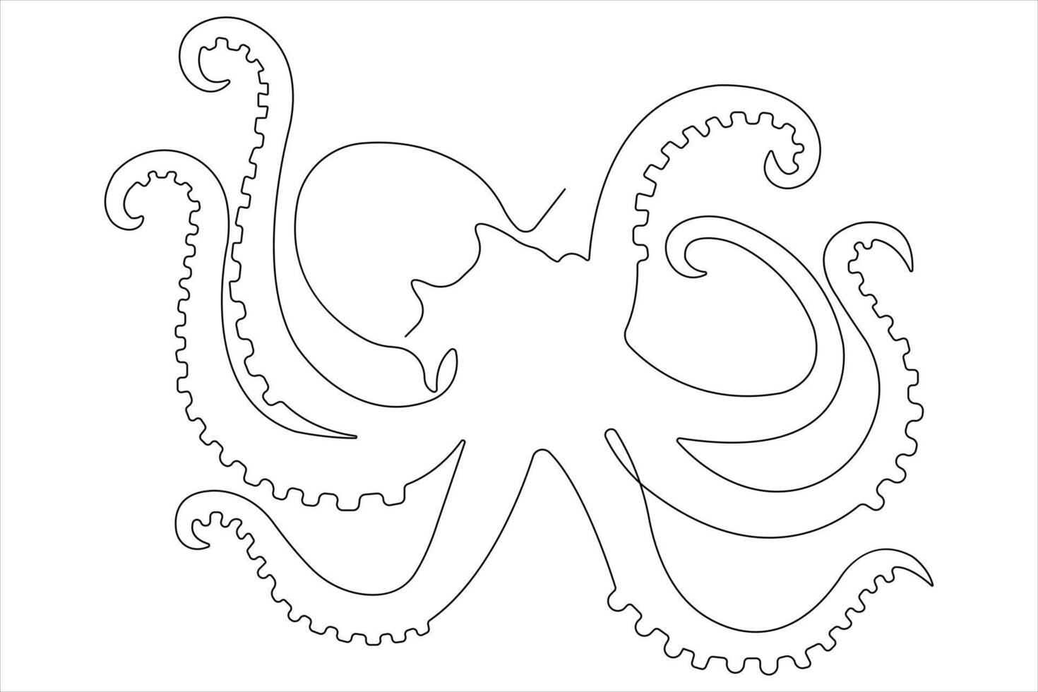 bläckfisk hav djur- kontinuerlig ett linje konst teckning av översikt vektor illustration