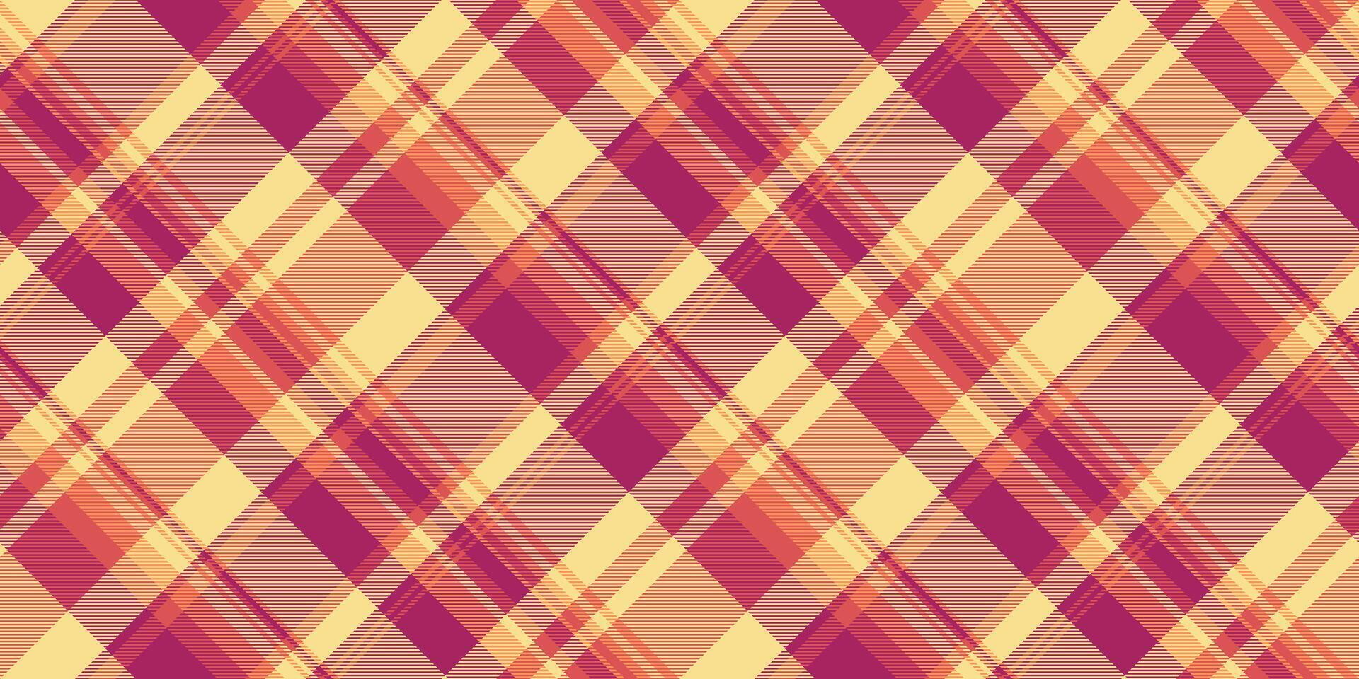 Sexual- Tartan Hintergrund Textil, Bedienung Stoff Plaid Muster. Performance Textur prüfen Vektor nahtlos im Gelb und Rosa Farben.