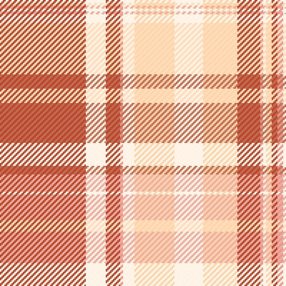 Mädchen Tartan nahtlos Hintergrund, Zeitschrift Plaid Muster überprüfen. Streifen Vektor Textur Textil- Stoff im rot und Pfirsich Puff Farben.