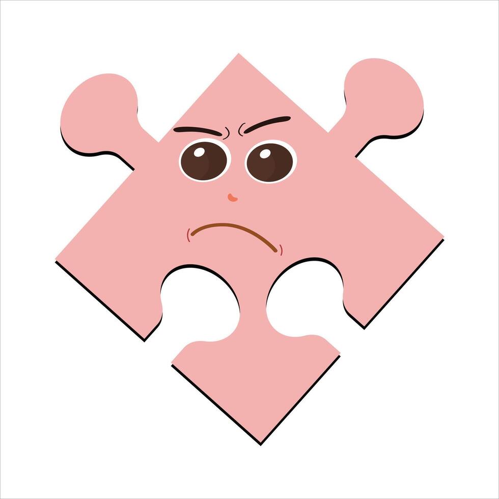 Rätsel Gesichter. komisch hell Puzzle Stücke Zeichen süß Lächeln oder wütend Gesicht Emotion, Puzzle Emoji beitreten freunde kreativ gestalten Karikatur Maskottchen Konzept Vektor Illustration von Puzzle Ausdruck komisch