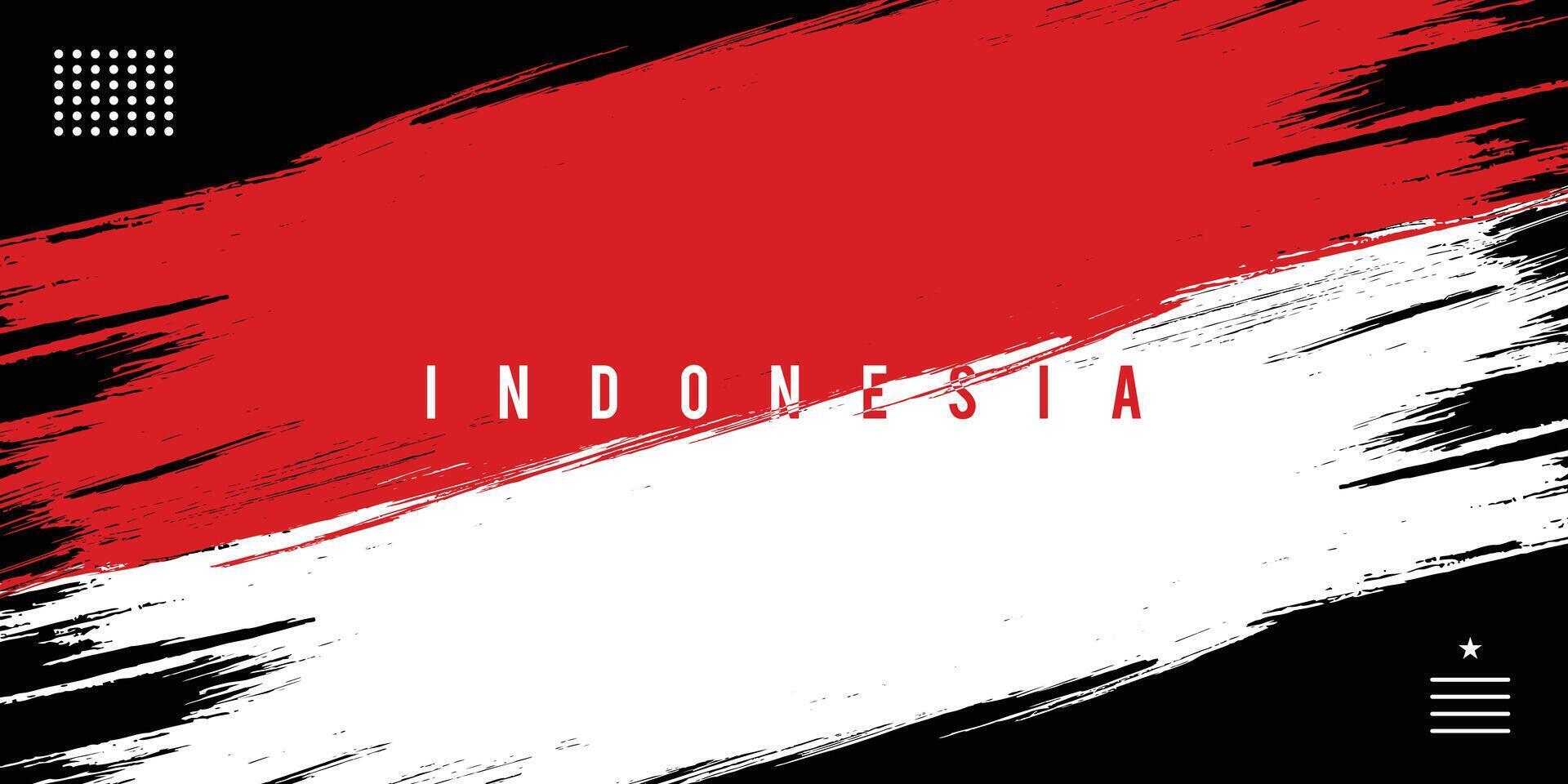 Indonesien-Flagge mit Bürstenkonzept. Flagge von Indonesien im Grunge-Stil vektor