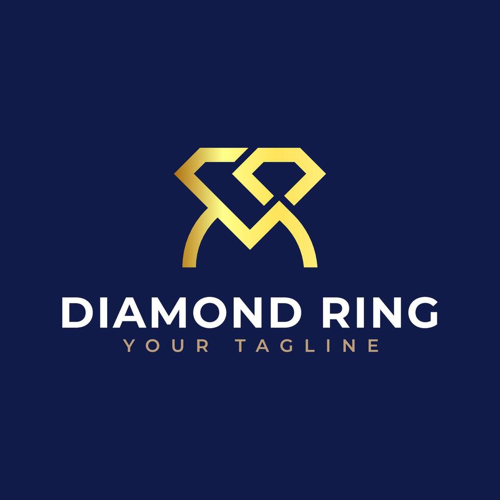 diamant ringa logotyp begrepp - diamant formad ringa Smycken logotyp omvandling design. vektor