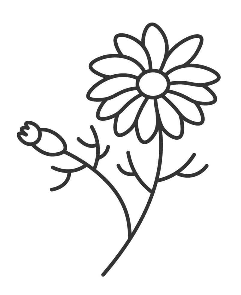 blomma med blomma, teckning av växt i trädgård vektor