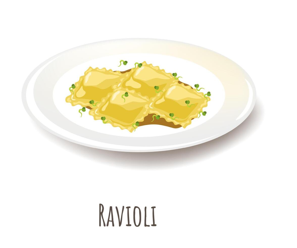 ravioli kryddat med grodd korn, klimp vektor