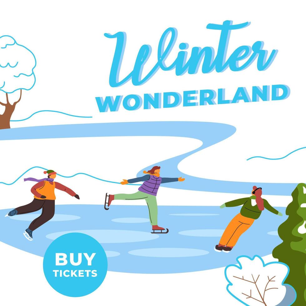 Eis Skaten Eisbahn, Kaufen Tickets auf Winter Wunderland vektor