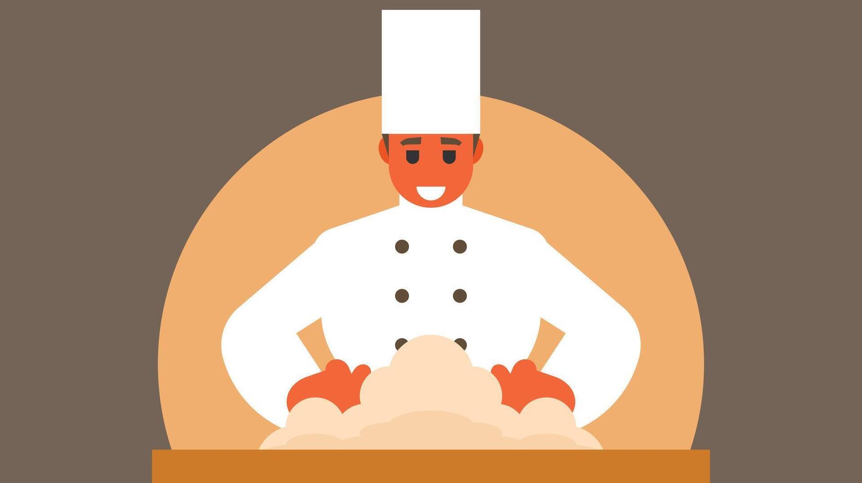 professionell kock är matlagning i kök eller outdooe mat med glädje vektor
