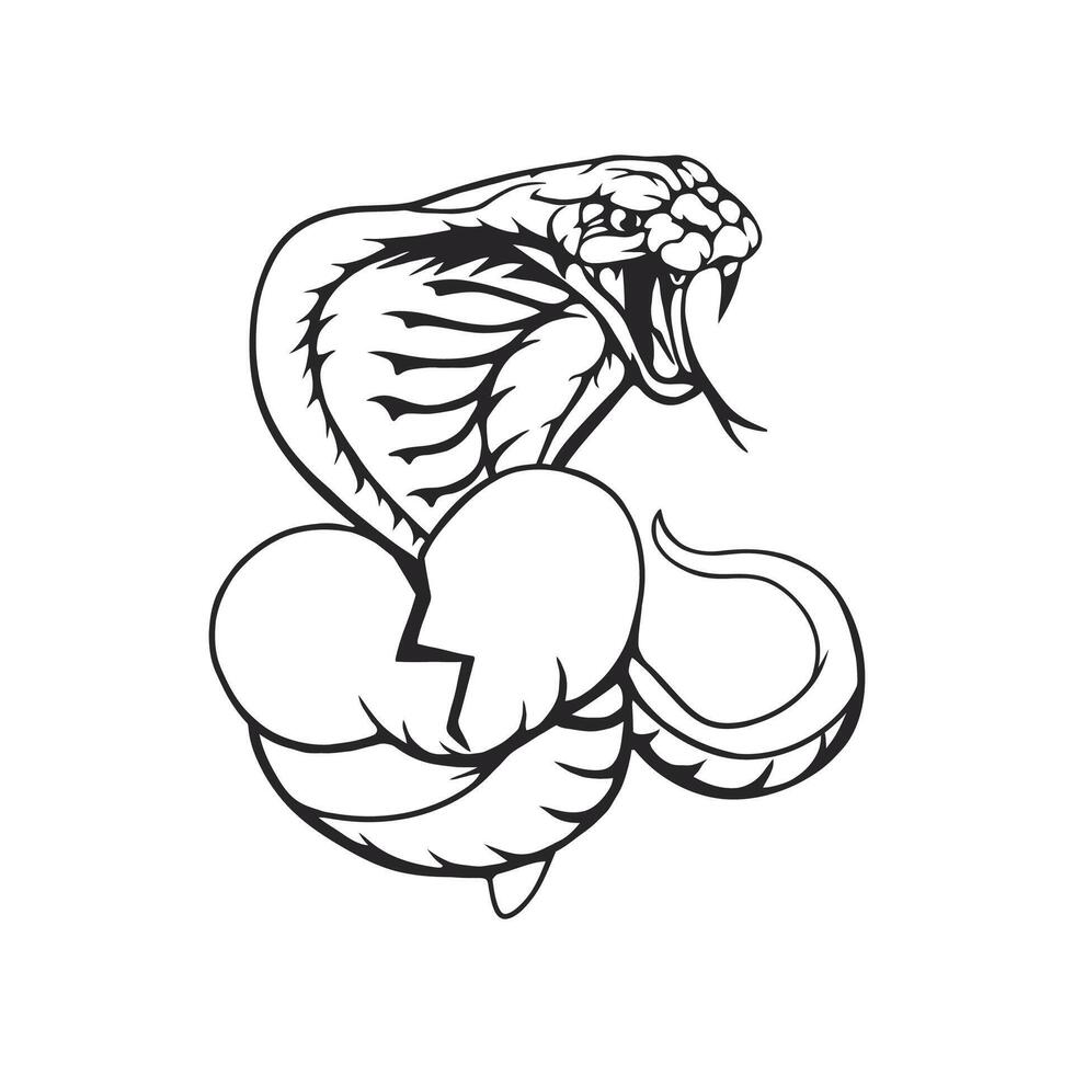 en svart och vit illustration av en kobra orm lindning runt om en bruten hjärta vektor