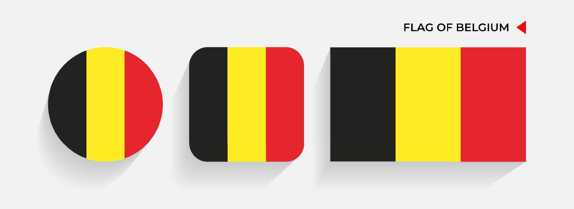 belgien flaggor anordnad i runda, fyrkant och rektangulär former vektor