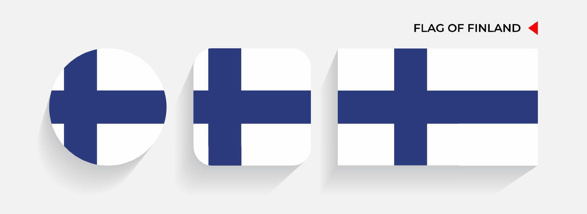 finland flaggor anordnad i runda, fyrkant och rektangulär former vektor