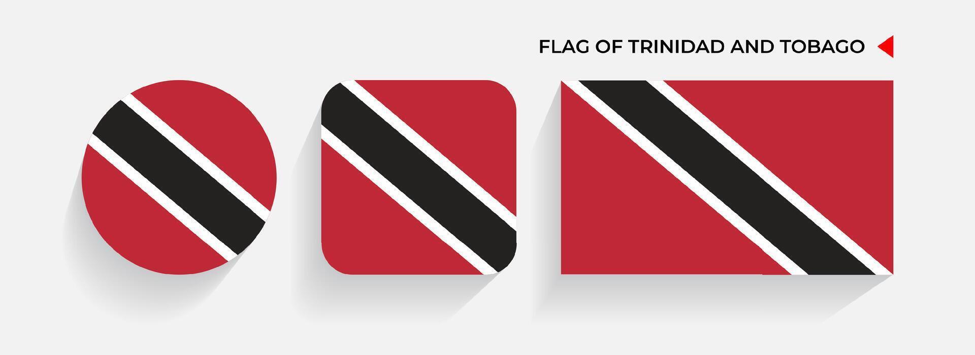 trinidad och tobago flaggor anordnad i runda, fyrkant och rektangulär former vektor