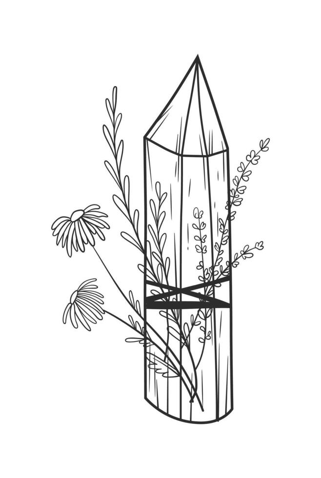 ein schön Illustration von ein Stück von Holz umgeben durch Blumen und Blätter vektor