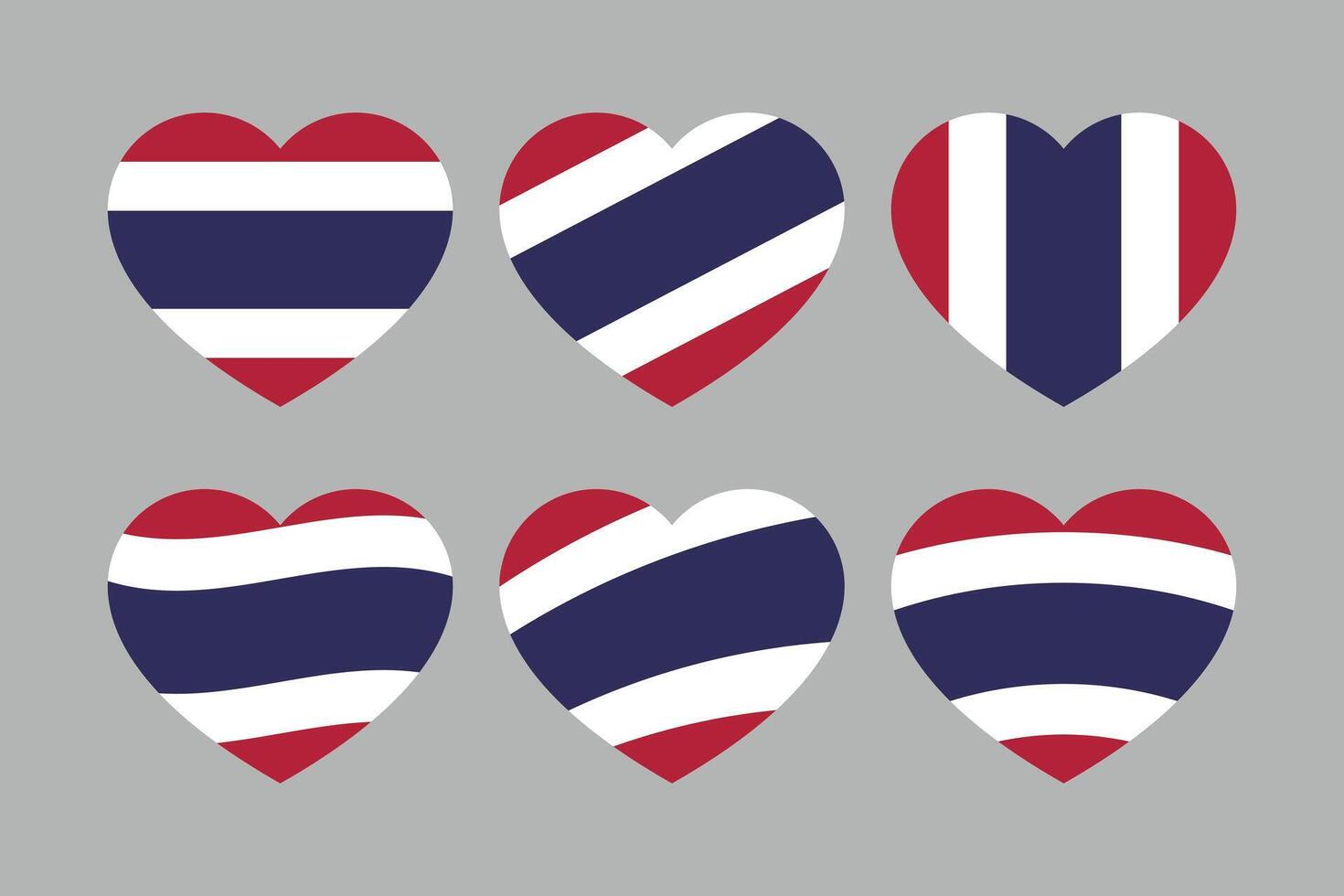 Rot, Weiß und Blau farbig Herz Symbole, wie das Farben von Thailand Flagge. eben Vektor Illustration.