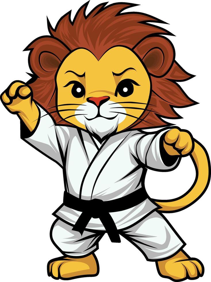 krigisk konst karate lejon karaktär vektor