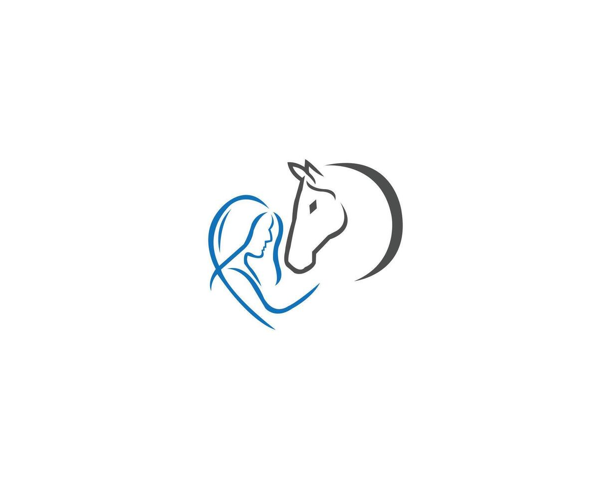 Dame und Kopf Pferd Vektor Logo Design Vorlage.