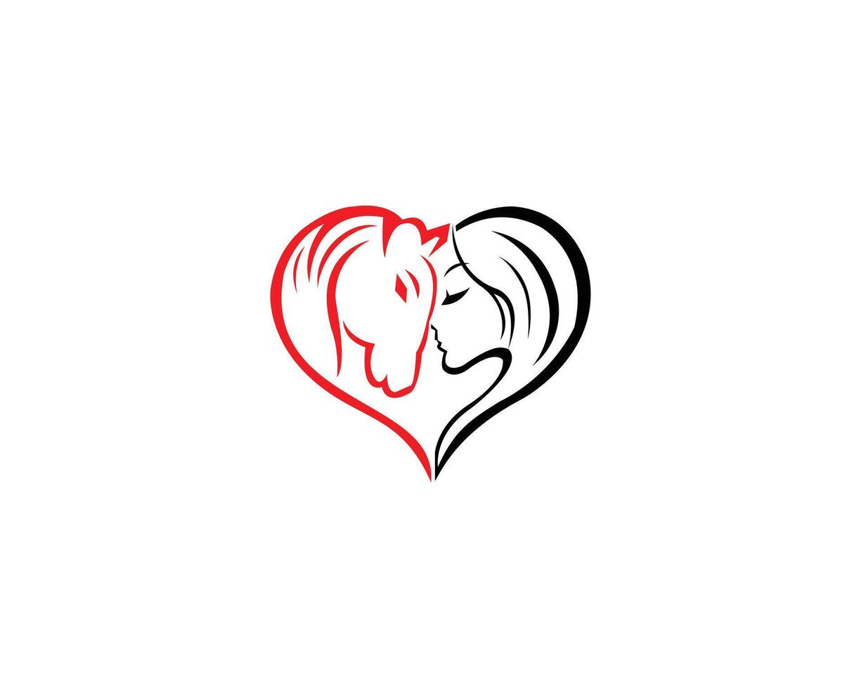 Frauen und Pferd Liebe schön Logo Design Konzept Vektor Logo Design Vorlage.