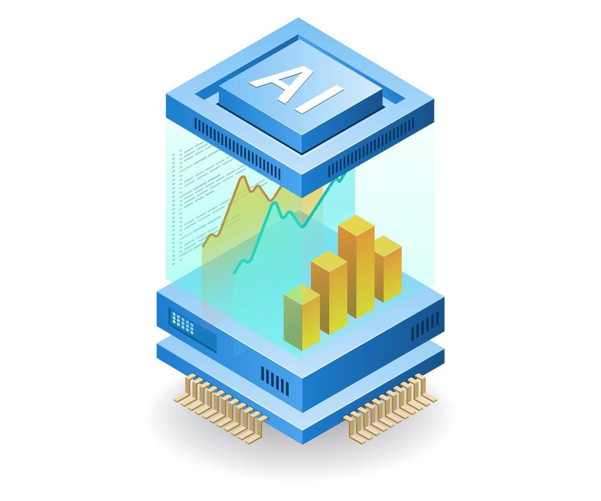 Systeme Analytiker künstlich Intelligenz Konzept, eben isometrisch 3d Illustration vektor