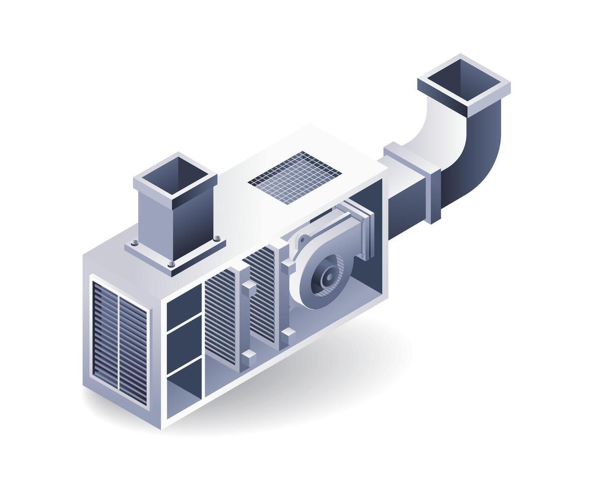 hvac Schaltkreis mit eben Gebläse isometrisch 3d Illustration vektor