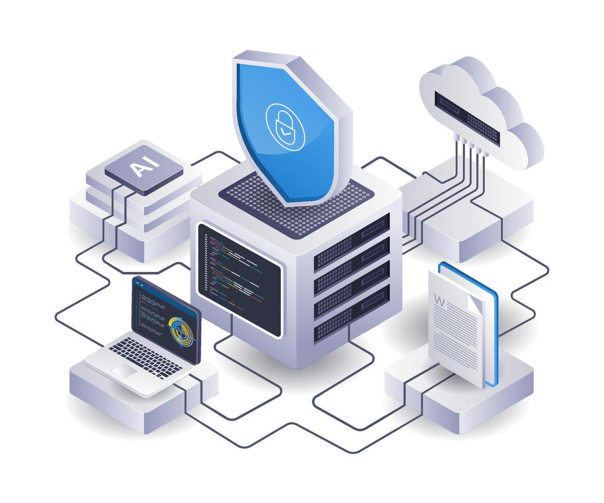 artificiell intelligens teknologi server säkerhet nätverk förvaltning vektor
