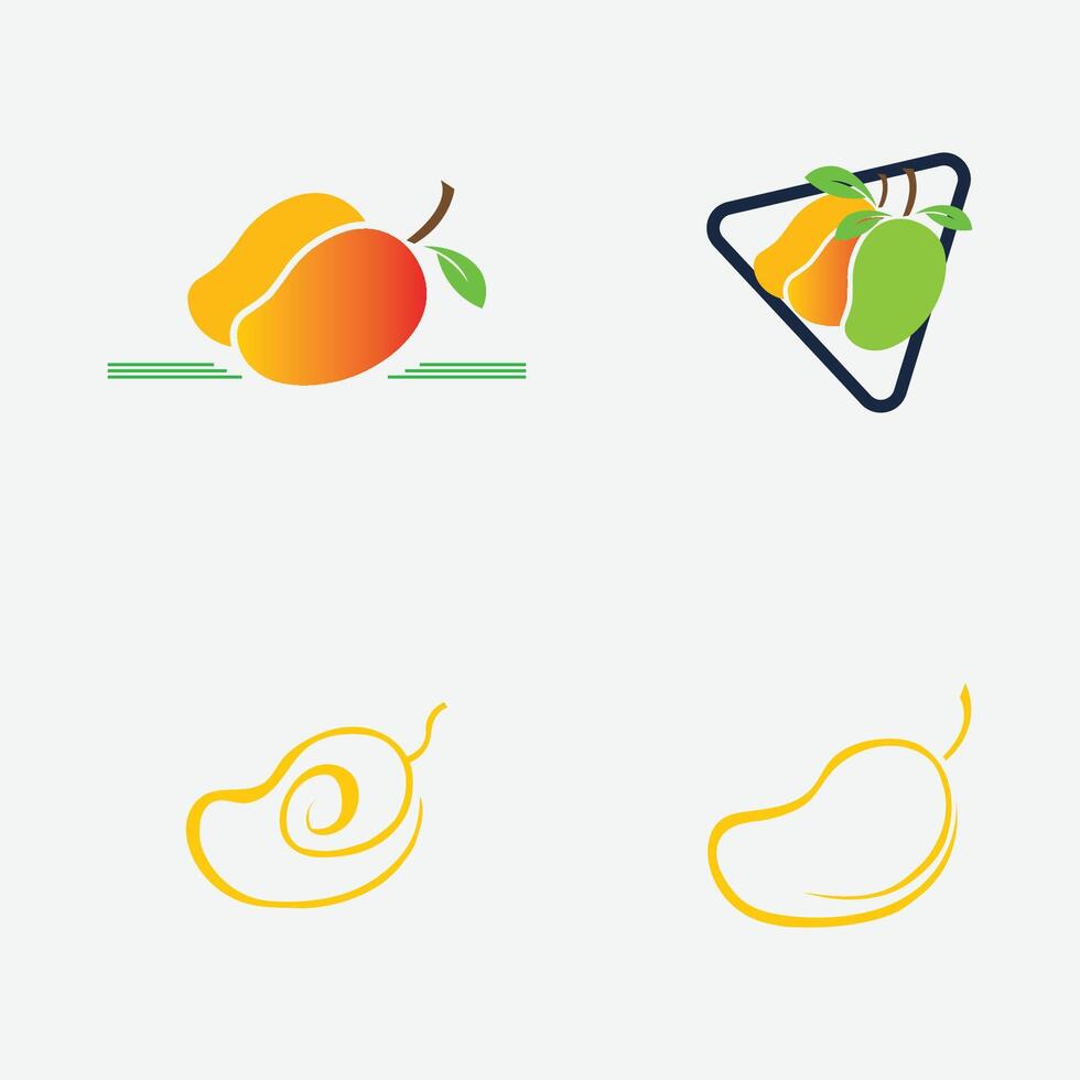 samling av mango frukt logotyper och symboler perfekt för affärer, fräscht frukt affär varumärke, etc isolerat på grå bakgrund vektor