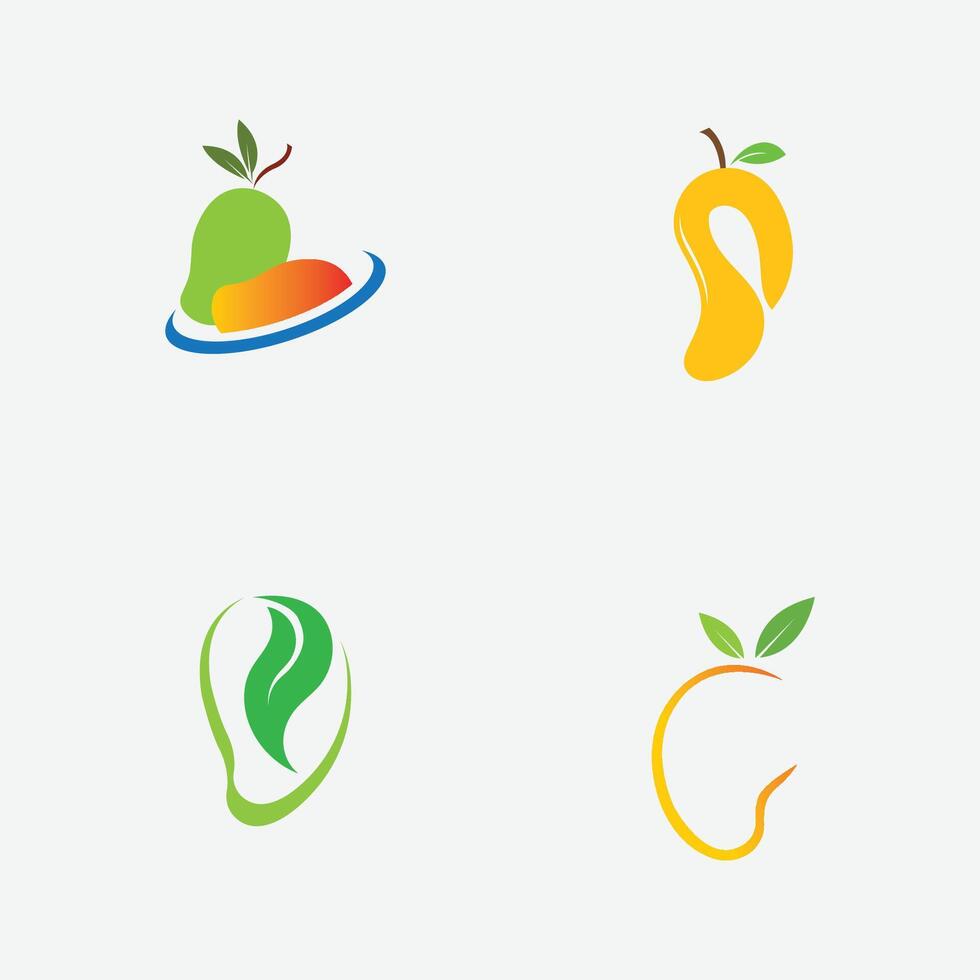 Sammlung von Mango Obst Logos und Symbole perfekt zum Geschäft, frisch Obst Geschäft Branding usw isoliert auf grau Hintergrund vektor