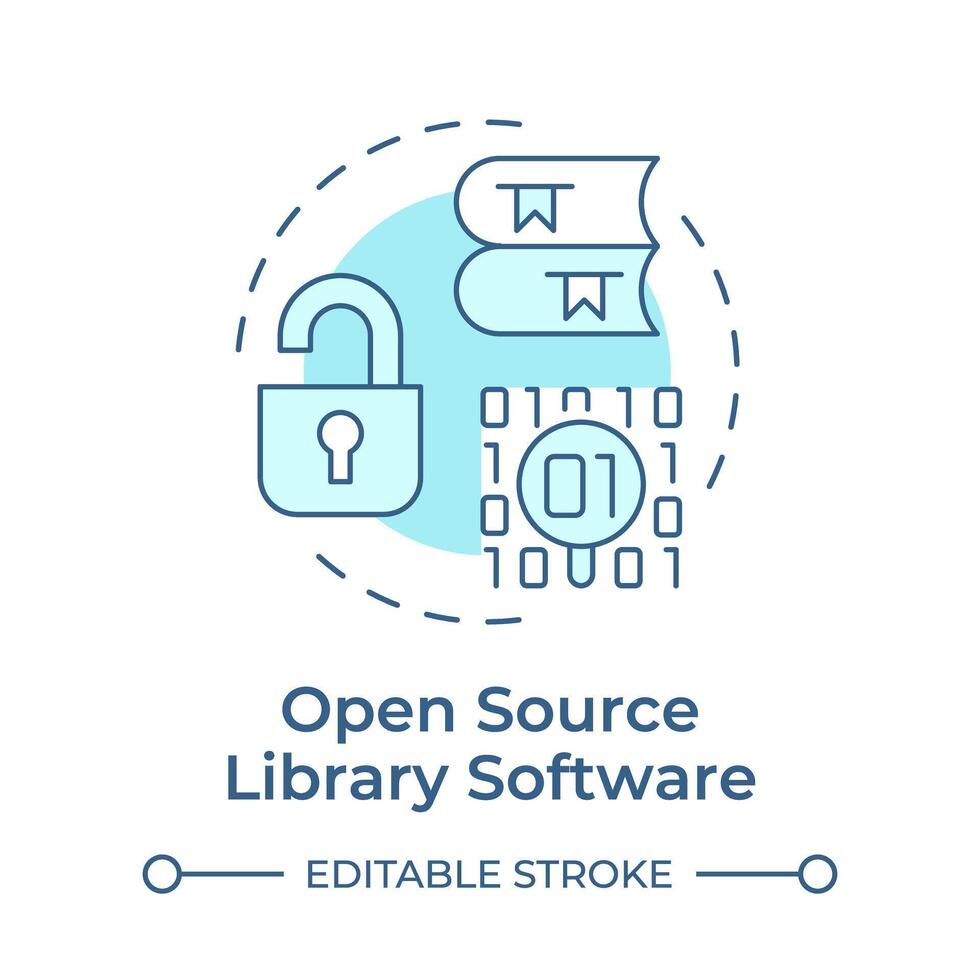 öffnen Quelle Bibliothek Software Sanft Blau Konzept Symbol. Sicherheit Mittel, Zugriff Kontrolle. runden gestalten Linie Illustration. abstrakt Idee. Grafik Design. einfach zu verwenden im Infografik, Blog Post vektor