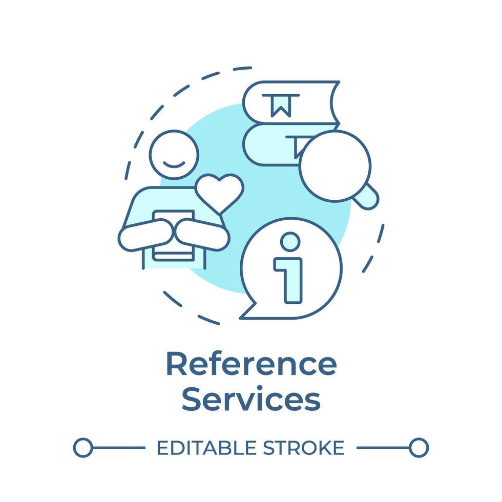 Referenz Dienstleistungen Sanft Blau Konzept Symbol. personalisiert Empfehlungen. Kunde Zufriedenheit. runden gestalten Linie Illustration. abstrakt Idee. Grafik Design. einfach zu verwenden im Infografik, Blog Post vektor